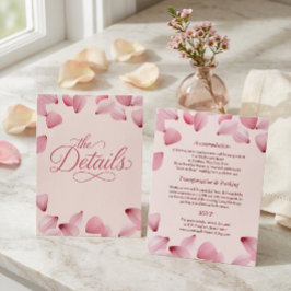 Informações Cartão de Detalhes de Casamento com Pétalas de Ros
