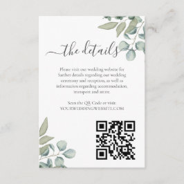 Informações Cartão de Detalhes de Casamento com Verde de Eucal
