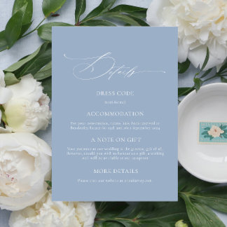 Informações Cartão de Detalhes de Casamento de Azul Elegante D