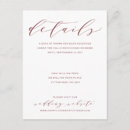 Informações Cartão de Detalhes de Casamento de Caligrafia | Bo