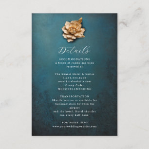 Informações Cartão de detalhes de casamento de flor metálica r