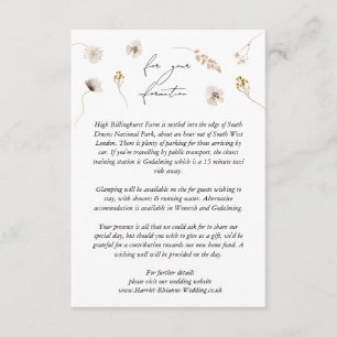 Informações Cartão de Detalhes de Casamento de Flor Selvagem S