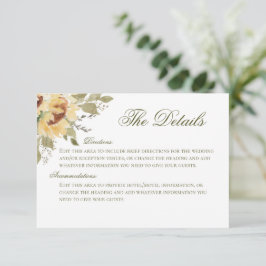 Informações Cartão de Detalhes de Casamento de Flores Solares