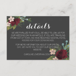 Informações Cartão de Detalhes de Casamento de Inverno Rústico
