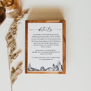 Informações Cartão de Detalhes de Casamento de Linha do Skylin