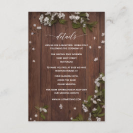 Informações Cartão de detalhes de casamento de madeira floral