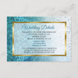 Informações Cartão de Detalhes de Casamento de Mandala Azul
