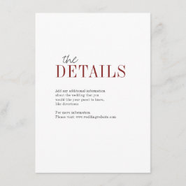 Informações cartão de detalhes de casamento de outono com tipo