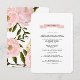 Informações Cartão de Detalhes de Casamento de Peões Rosa-Esbr