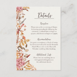 Informações Cartão de Detalhes de Casamento de Prado de Outono