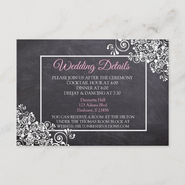 Informações Cartão de Detalhes de Casamento de Quadro Negro Ch (Frente)