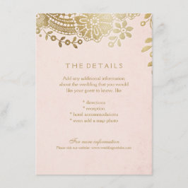 Informações Cartão de detalhes de casamento de renda elegante 