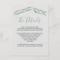Cartão de Detalhes De Casamento De Sage Greenery,