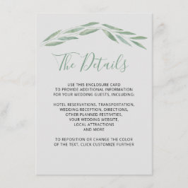 Informações Cartão de Detalhes De Casamento De Sage Greenery,