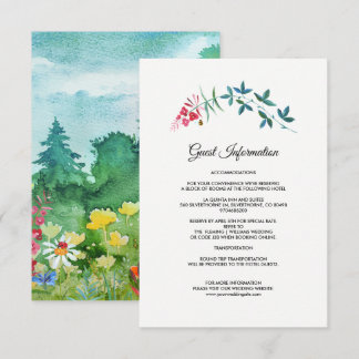 Informações Cartão de Detalhes de Casamento de Verão no Campo
