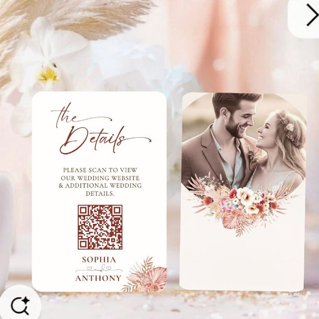 Informações Cartão de Detalhes de Casamento do Código QR Flora (Criador carregado)