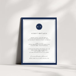 Informações Cartão de Detalhes de Casamento do Monograma de Co