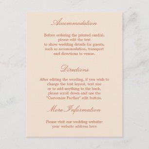 Informações Cartão de Detalhes de Casamento do Script Terracot
