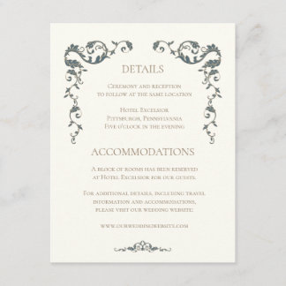 Informações Cartão de Detalhes de Casamento Elegante e Ornamen
