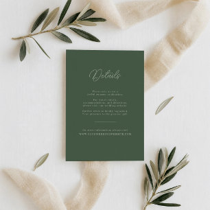 Informações Cartão de Detalhes de Casamento Elegante Verde Flo