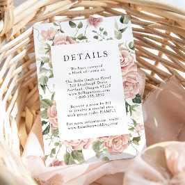 Informações Cartão de Detalhes de Casamento Elegantes Rosas Ro