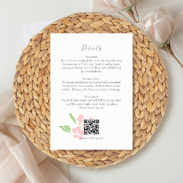 Informações Cartão de Detalhes de Casamento em Aquarela Marfim