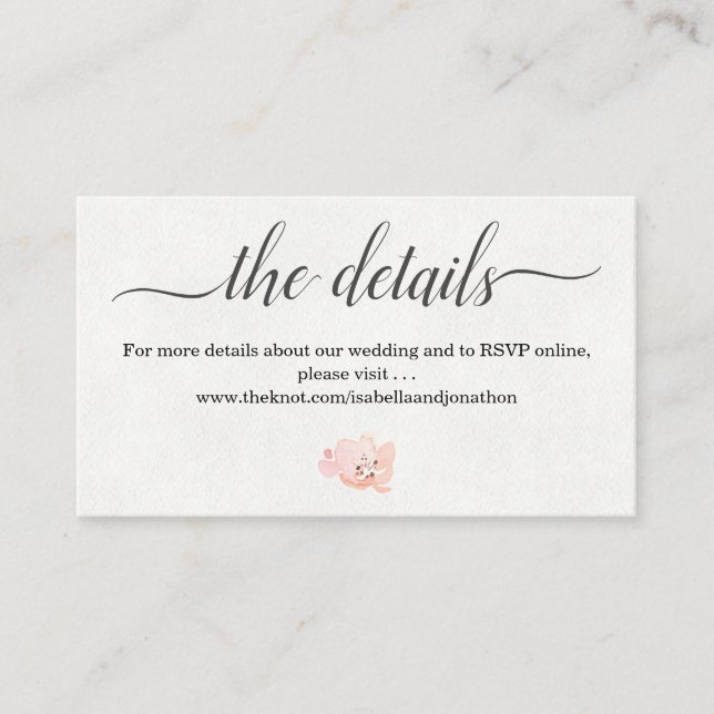 Informações Cartão de detalhes de casamento em aquarela para s (Frente)