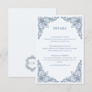 Informações Cartão de Detalhes de Casamento em Azul Empoeirado