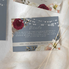 Informações Cartão de Detalhes de Casamento em Azul Empoeirado