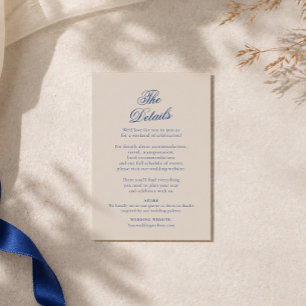 Informações Cartão de Detalhes de Casamento em Caligrafia Azul
