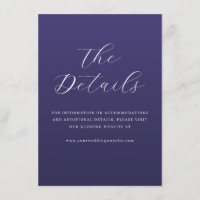 Cartão de Detalhes de Casamento em Cursivo Roxo El
