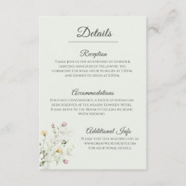 Informações Cartão de Detalhes de Casamento em Jardim Inglês S