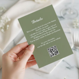 Informações Cartão de Detalhes de Casamento em Verde Sage Eleg