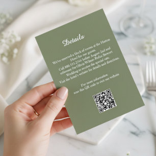 Informações Cartão de Detalhes de Casamento em Verde Sage Eleg