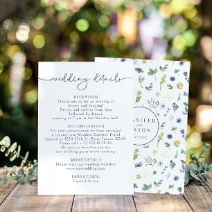 Informações Cartão de detalhes de casamento floral aquarela az