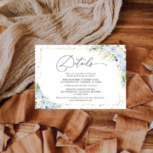 Informações Cartão de Detalhes de Casamento Floral Azul Poeire