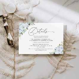 Informações Cartão de Detalhes de Casamento Floral Azul Românt
