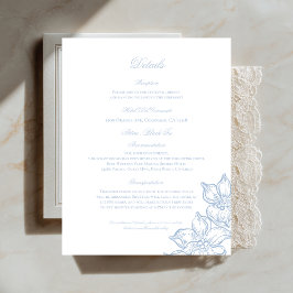 Informações Cartão de Detalhes de Casamento Floral com Contorn