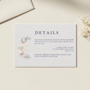 Informações Cartão de Detalhes de Casamento Floral de Inverno