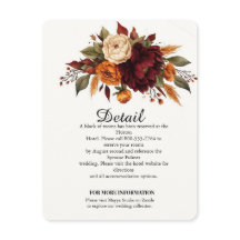 Cartão de Detalhes de Casamento Floral de Outono E
