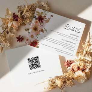 Informações Cartão de Detalhes de Casamento Floral de Queda co