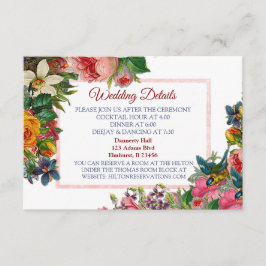 Informações Cartão de Detalhes de Casamento Floral de Rosas Bu