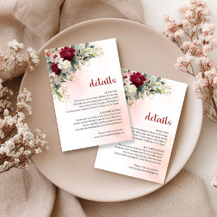 Informações Cartão de Detalhes de Casamento Floral Dourado Bor