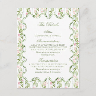 Informações Cartão de Detalhes de Casamento Floral em Aquarela