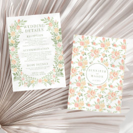 Informações Cartão de detalhes de casamento floral laranja em 