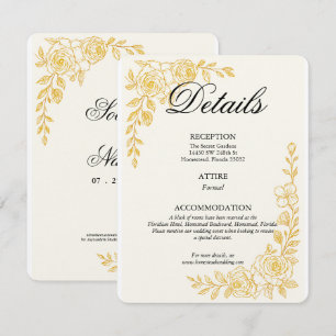 Informações Cartão de Detalhes de Casamento Floral 'Língua do