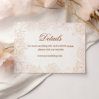 Informações Cartão de Detalhes de Casamento Floral Neutro Eleg