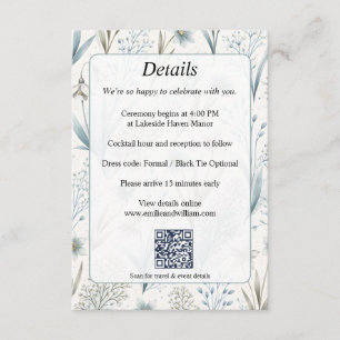 Informações Cartão de Detalhes de Casamento Floral Nórdico Tur