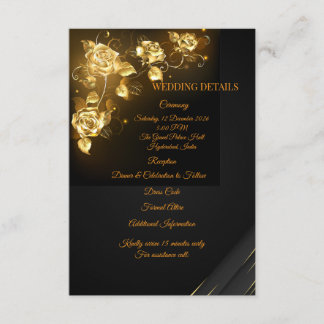 Informações Cartão de Detalhes de Casamento Floral Preto e Dou