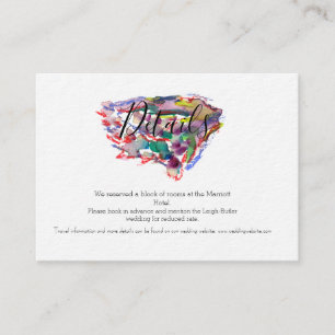 Informações Cartão de Detalhes de Casamento Floral Roxo em Aqu